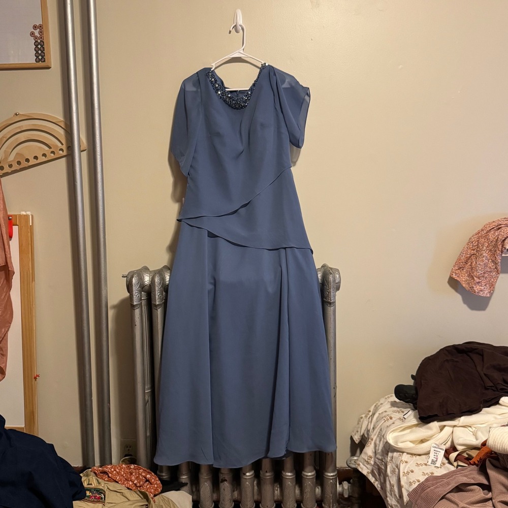 NWT JJ's House Slate Blue Beaded Neck Easter Church Dress Size 12